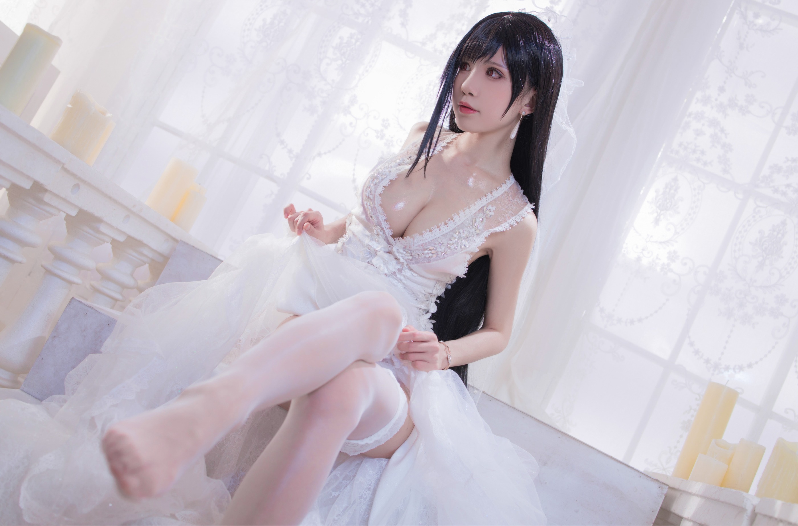 图片[1]-水淼Aqua – NO.063 蒂法蜜蜂婚纱黑皮蜜蜂 [88P]-XikXak